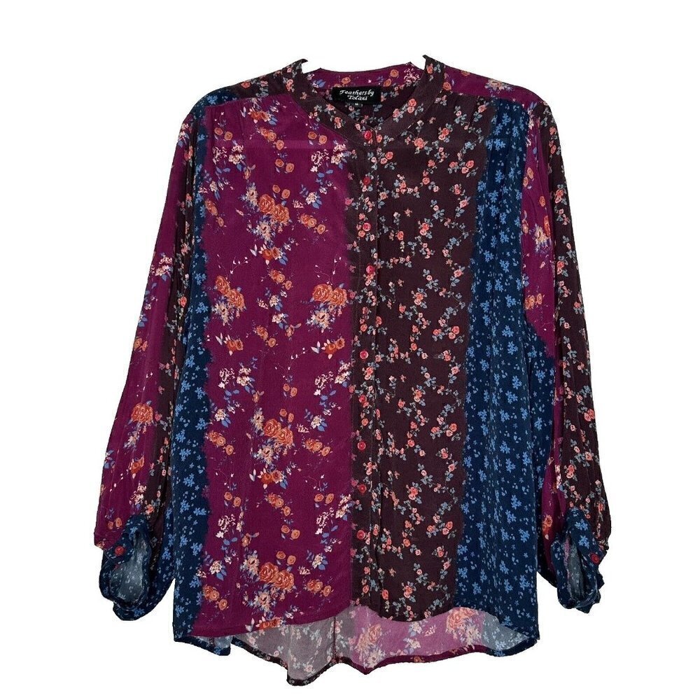 Tolani Floral Patchwork Blouse Size M Boho